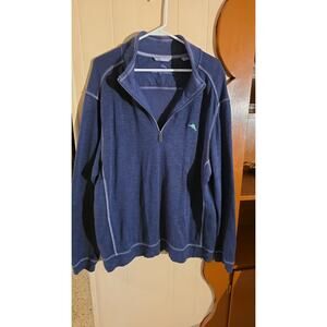 Tommy Bahama Men's 2XL Tobago Blue Half-Zip Pullover Sweater Mock Neck